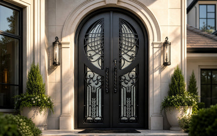 Traditional Iron Doule Entry Door with beatiful ironwork