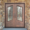 Rose copper iron double entry door with square frame
