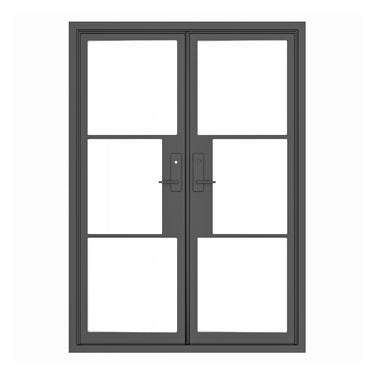 glory iron double entry door with 3 lite in black color