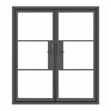 glory iron double door with clear tempered glass