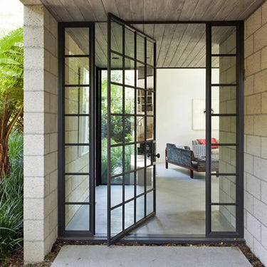 gloryirondoors iron french pivot door with double sidelights