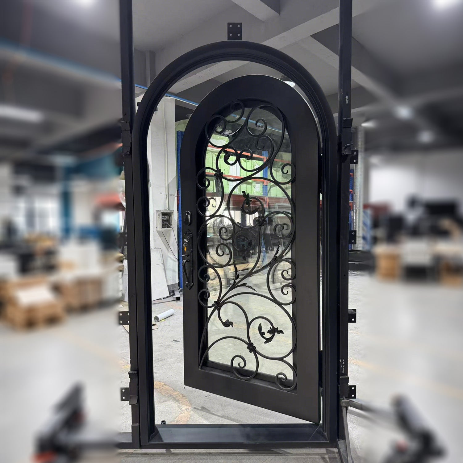 Decorative metal door with intricate designs