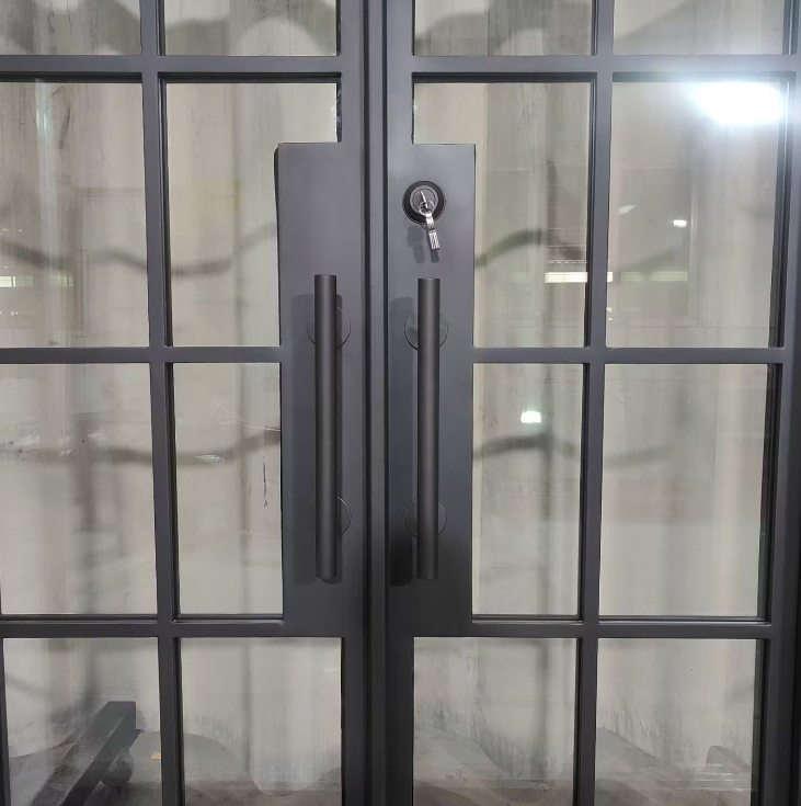 gid iron double french door with square top and black color