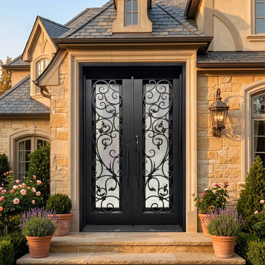 Gloryirondoors Iron Entry Double Door with Ornate Scrollwork
