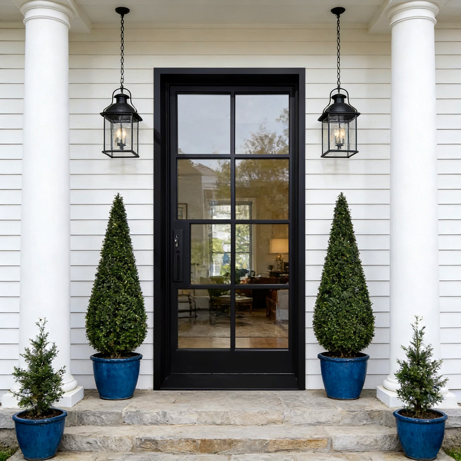 GID Iron Entry Single Front Door with Clear Tempered Glass