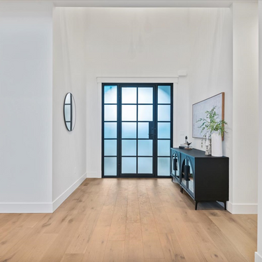 Thermal break steel French single door with two sidelights