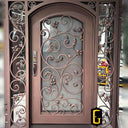 TED456 custom wrought iron front door with double sidelights for luxury home entrance