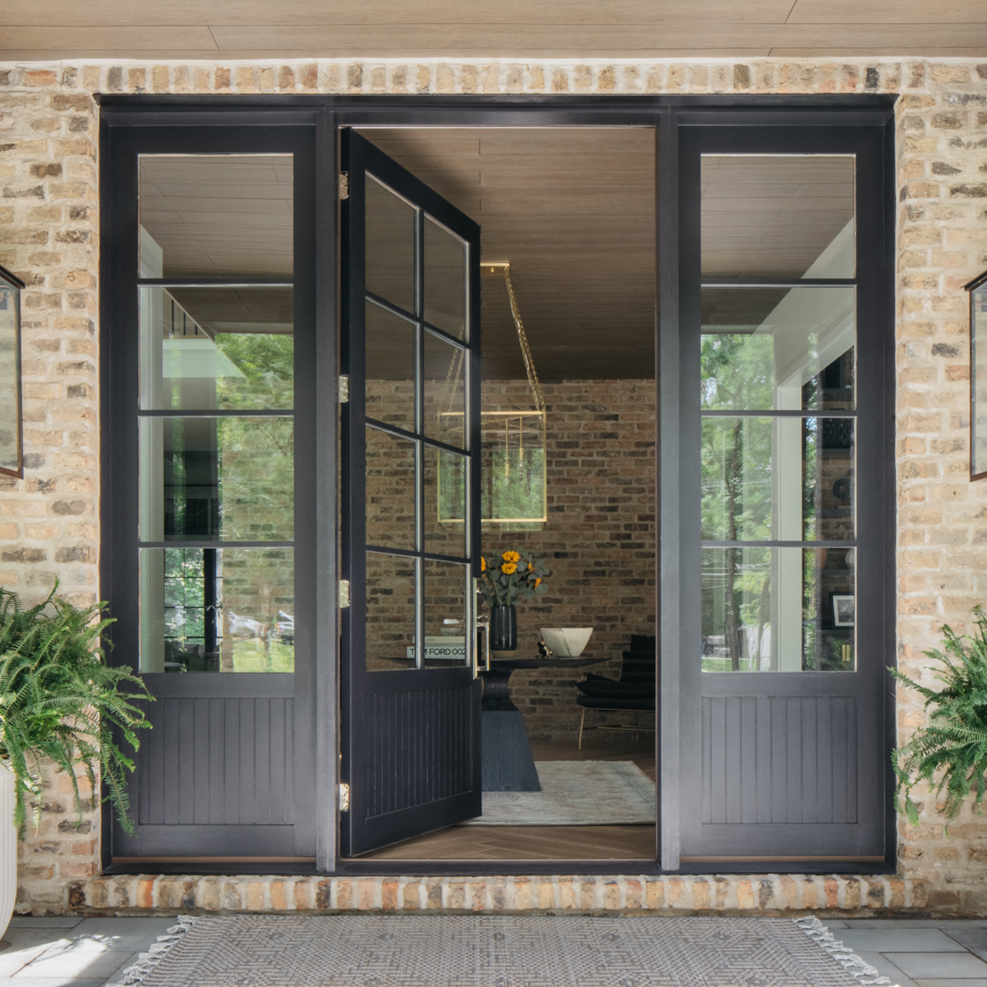 Single Iron French Door With Double Sidelights High Quality