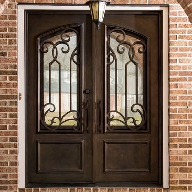 gid thermal break classical style iron front double door with scrollwork