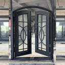 gid thermal break wrought iron door with smart lock and scrollwork