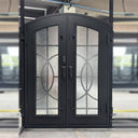 gid thermal break iron door with water ripple double pane glass