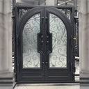 gid thermal break iron double door with clear tempered glass
