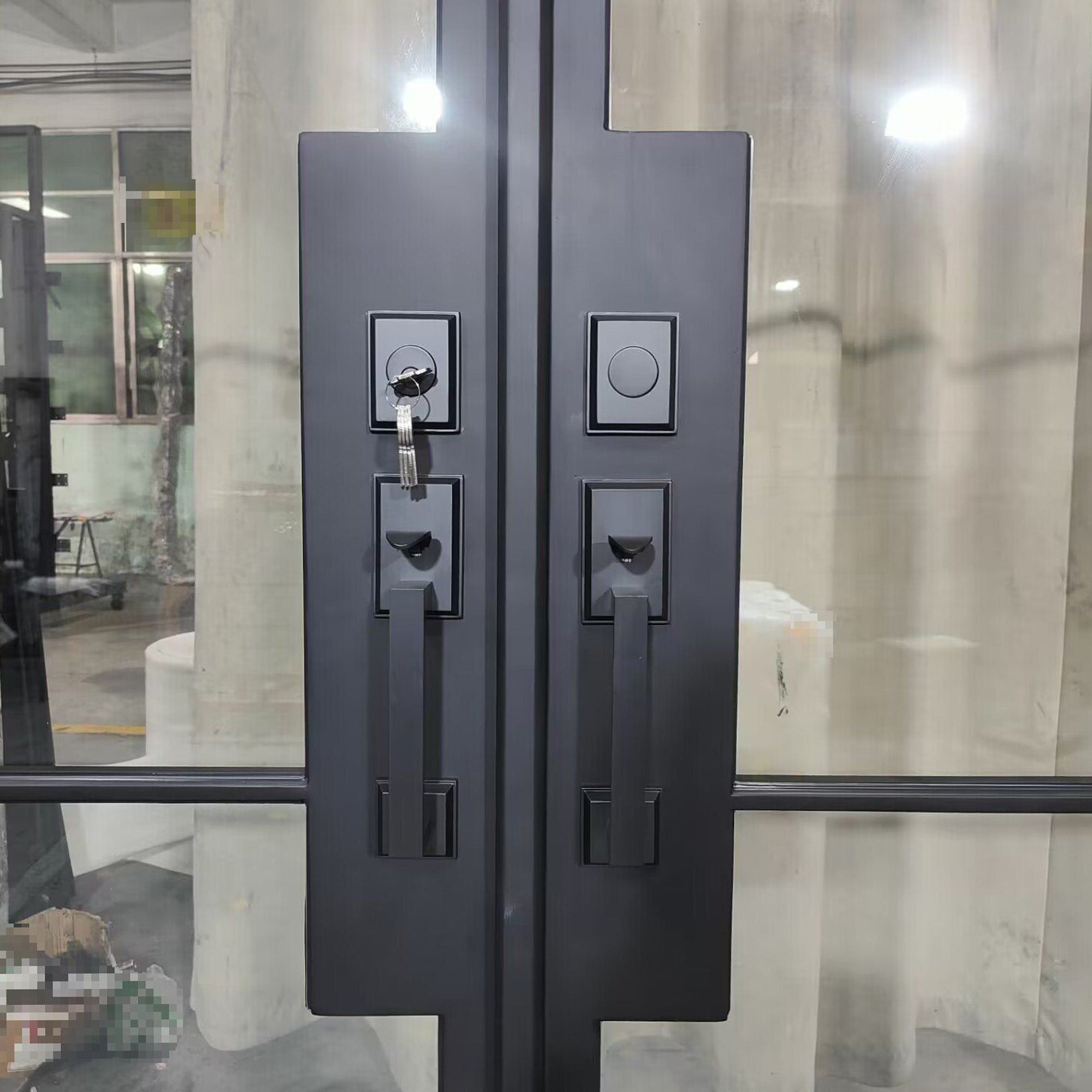 GID Thermal Break Iron French Double Door with 6 Lites Double Tempered Glass