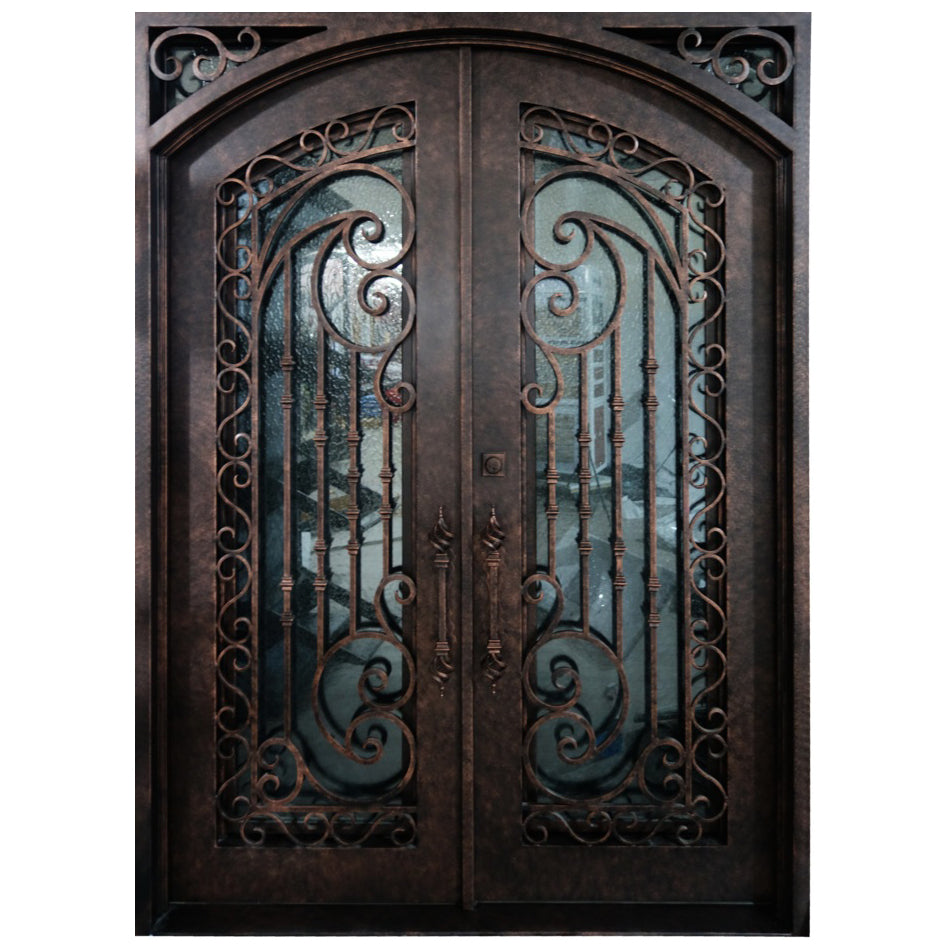 GID Iron Front Double Door With Beautiful Scrollwork and Square Top ED295