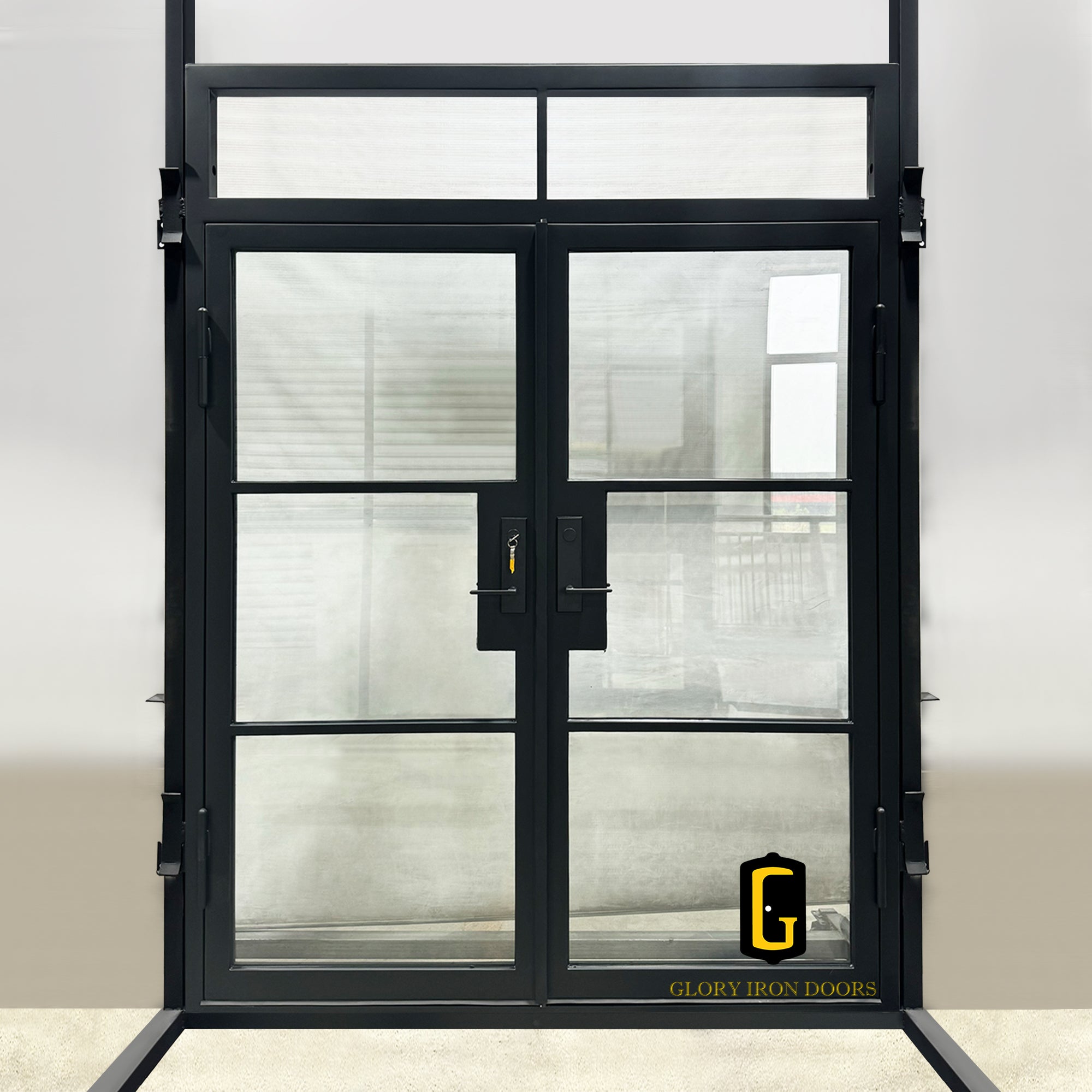 gloryirondoors double french iron front door with 3 lite glass