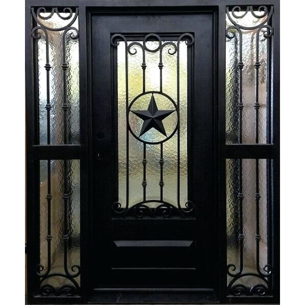 glory high insulation performance iron single door with two sidelights featuring modern design