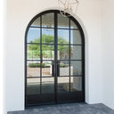 Round top iron French double door with small kickplate