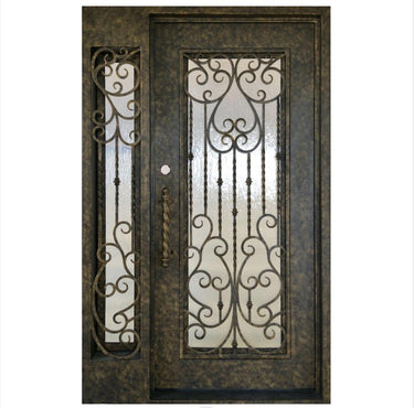 crafted iron steel entrance single door with single sidelight