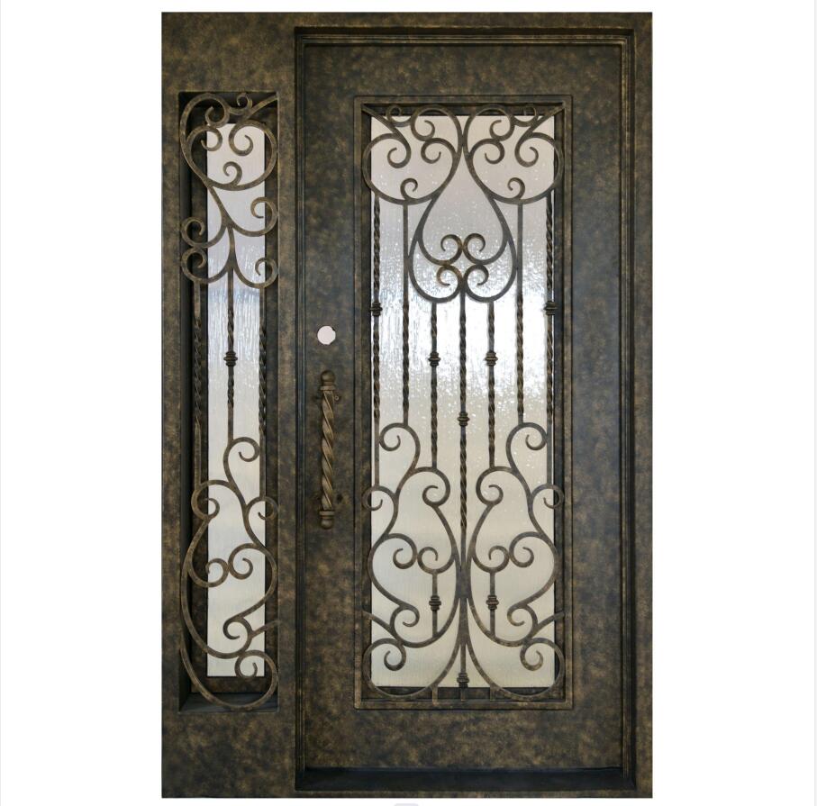 crafted iron steel entrance single door with single sidelight