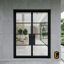Thermal break steel French double door with square top