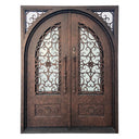 thermal break big size square top round inside wrought iron double door