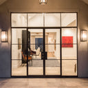 Thermal break 3 lite iron French double door with neat frame