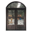 big size thermal break round transom iron double door with panic bar