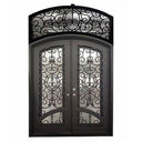 gloryirondoors wrought iron double door with arch transom featuring beautiful scollworks