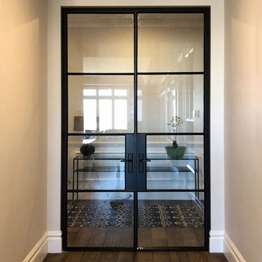 Thermal break iron french double door with 4lites