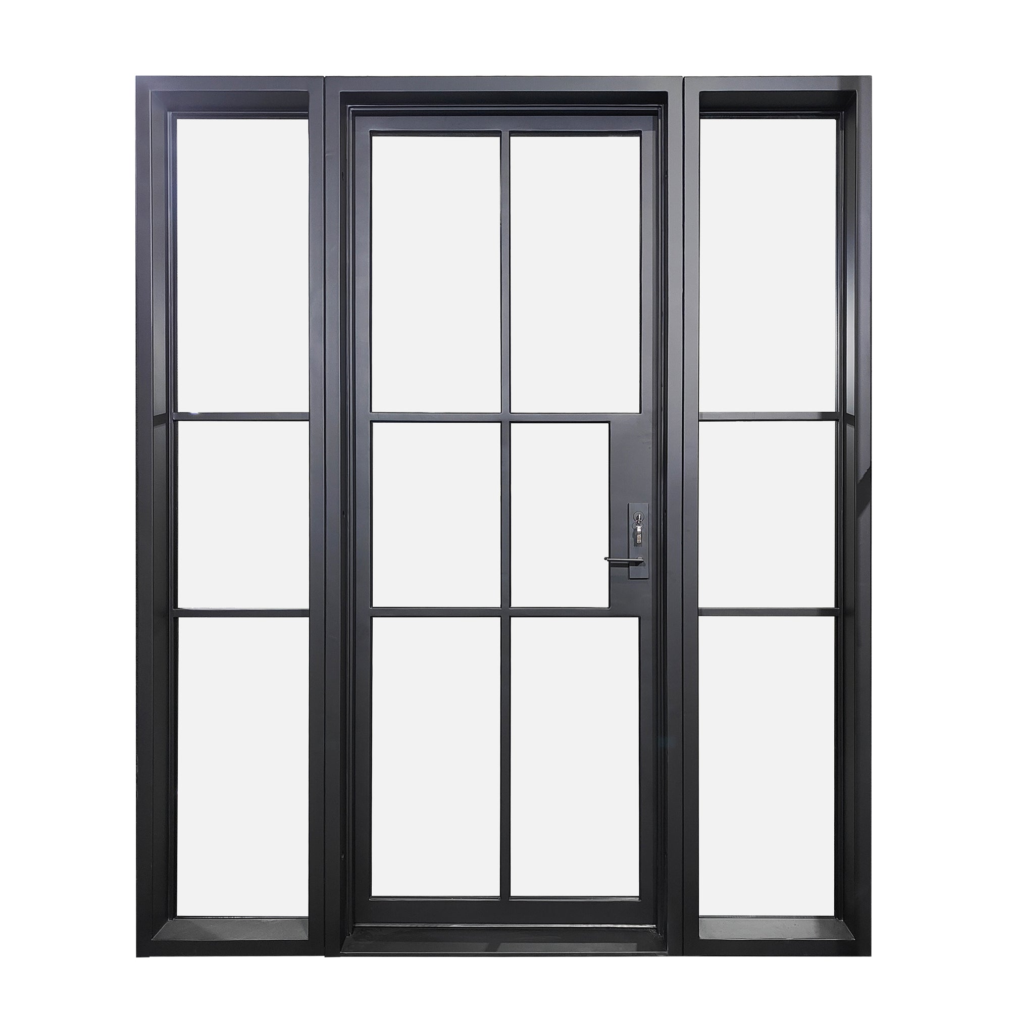 Custom Link for Jason Norman GID Pre-Hung Thermal Break Iron French Single Door With Two Sidelights and Transom