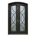 thermal break simple design wrought iron double door with arch top