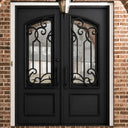 Classical wrought iron double front door with scrollwork