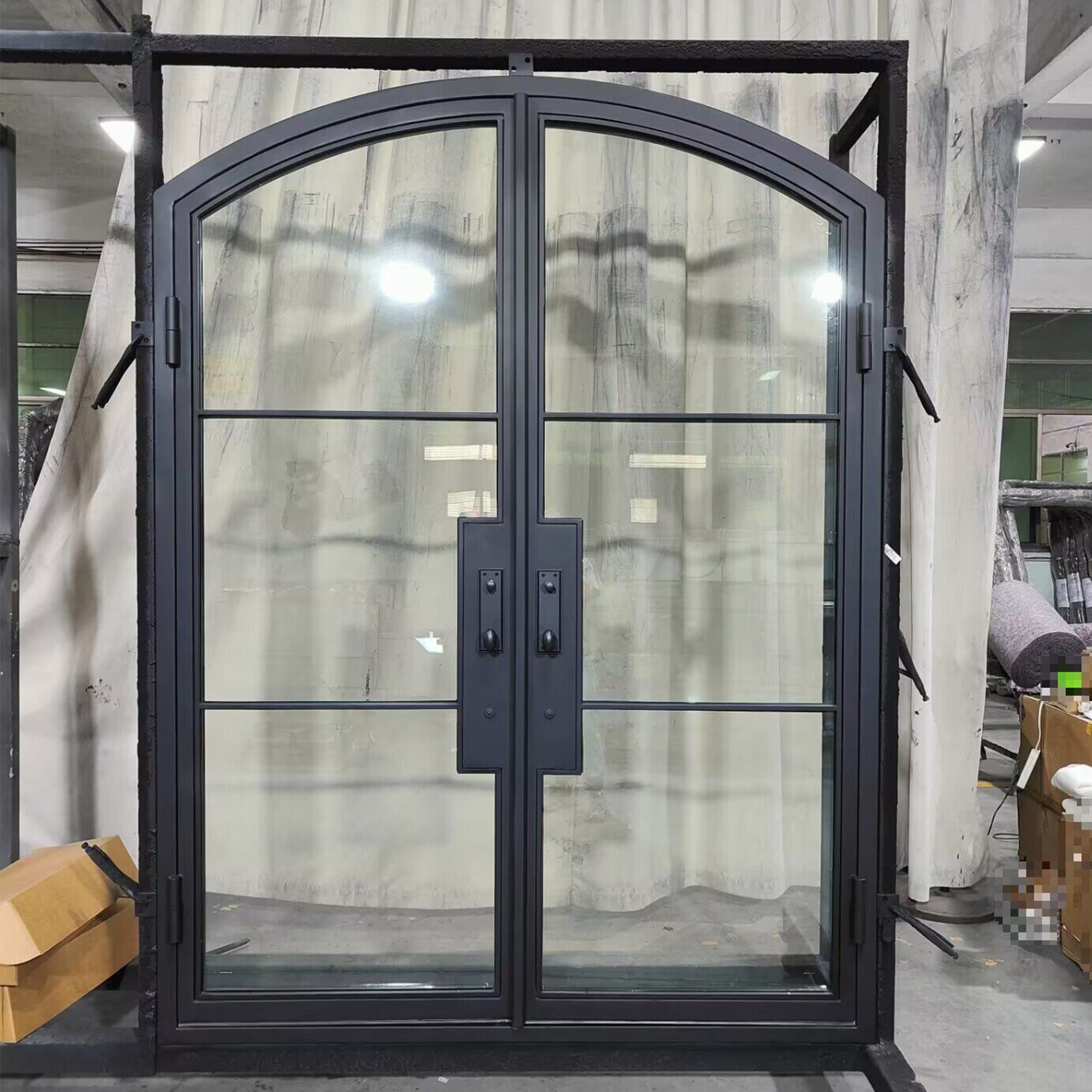 Iron Frech Exterior Door with 6 Lite Clear Double Tempered Glass