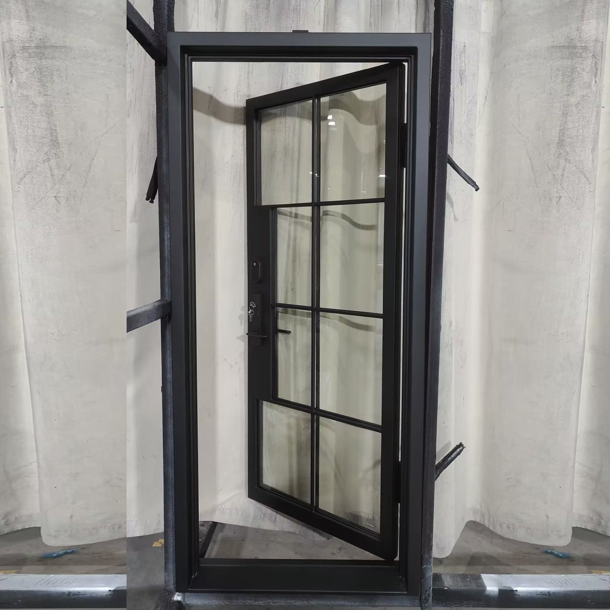 Custom-Sized French Steel Door Range Hood With Clear Double Tempered Glass