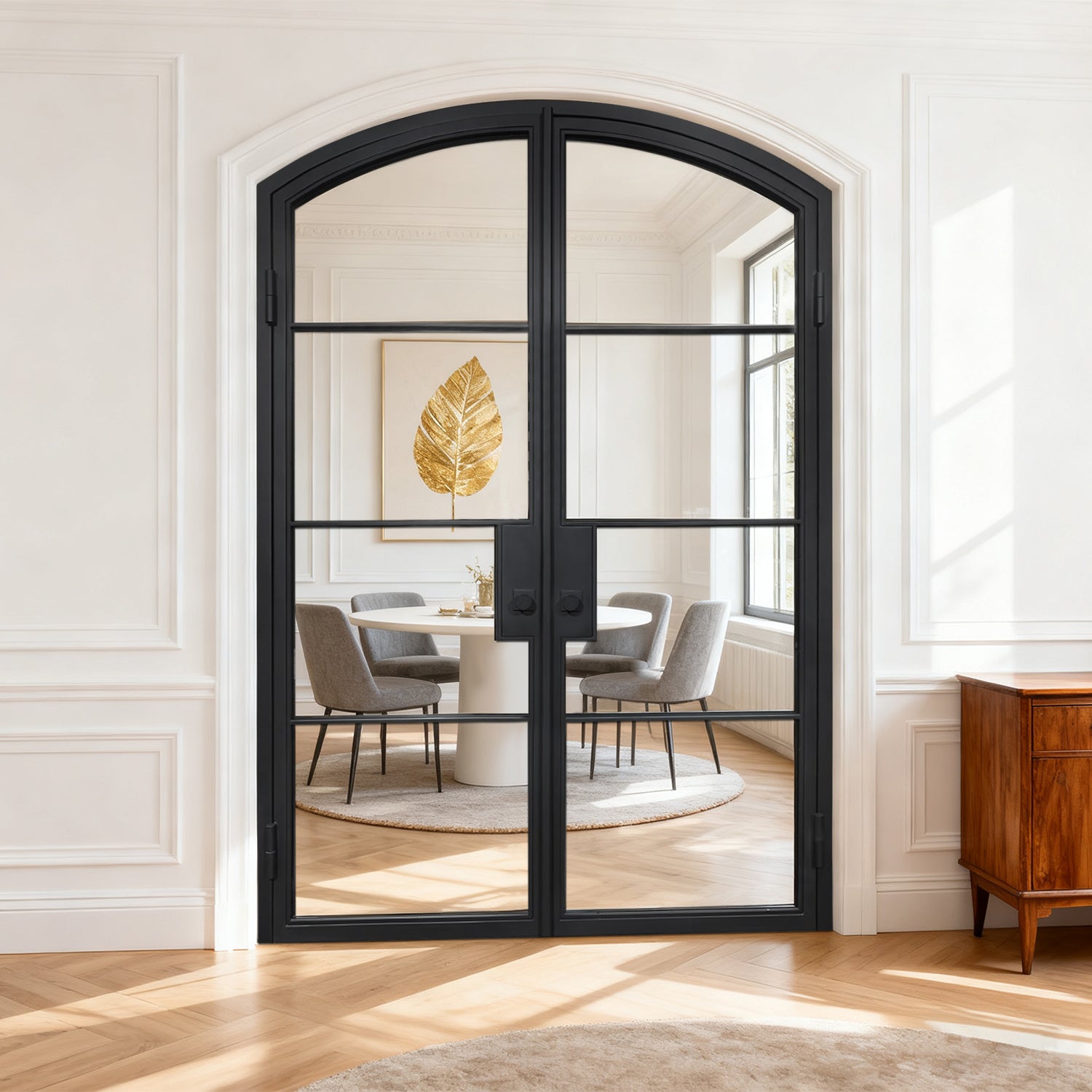 GID iron french interior double door with arched top