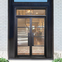 4 lite iron French double door with transom
