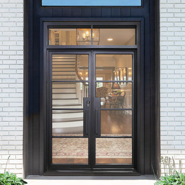 GID iron french double door with transom and 4 lites