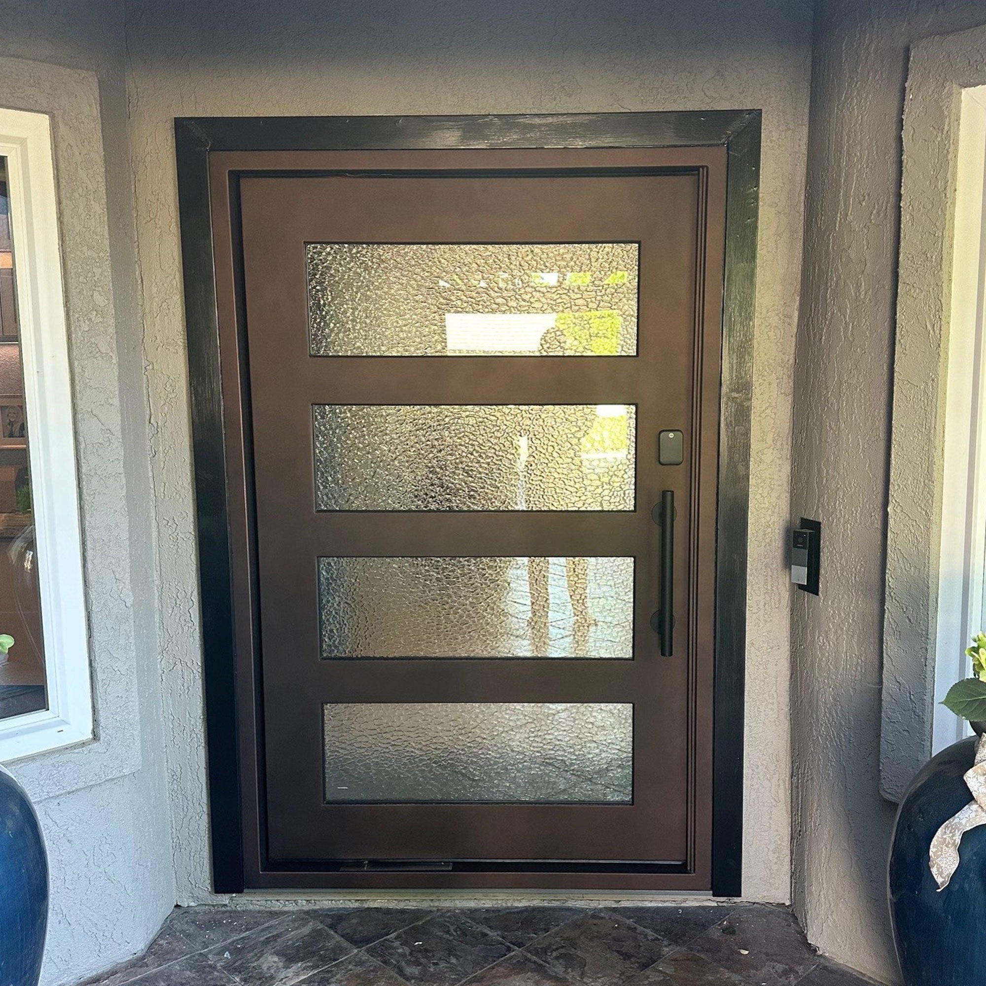 gloryirondoors custom-made iron pivot door with C002 glass