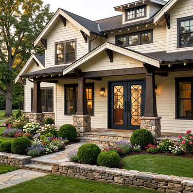 Standard iron wrought double door with grids