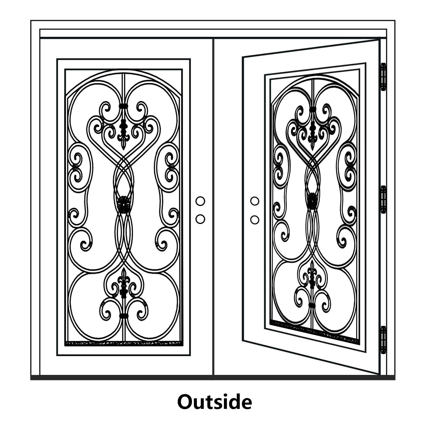 Glory Iron Doors double door right hand in swing direction