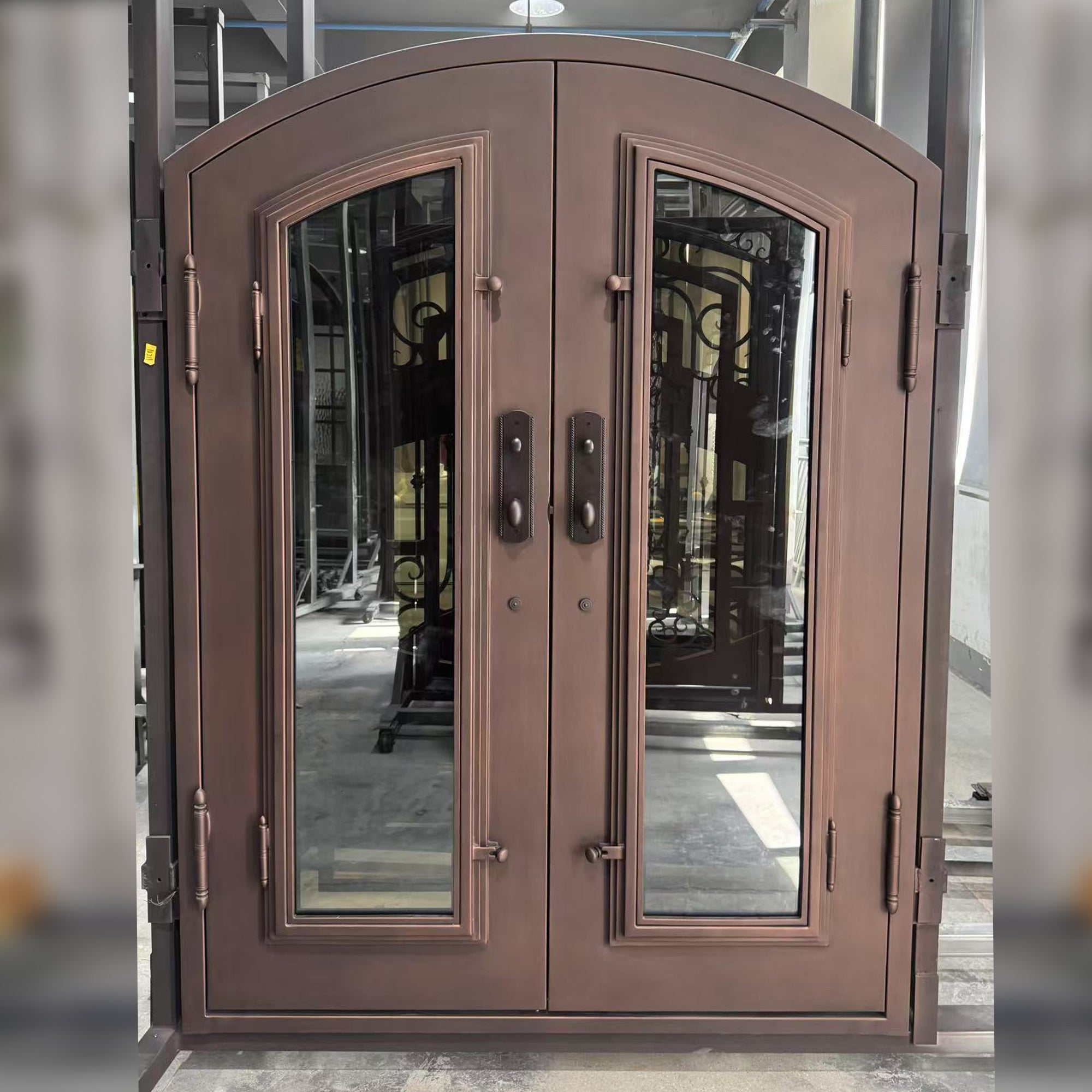 gloryirondoors thermal break iron entry double door with glass and C002 N211