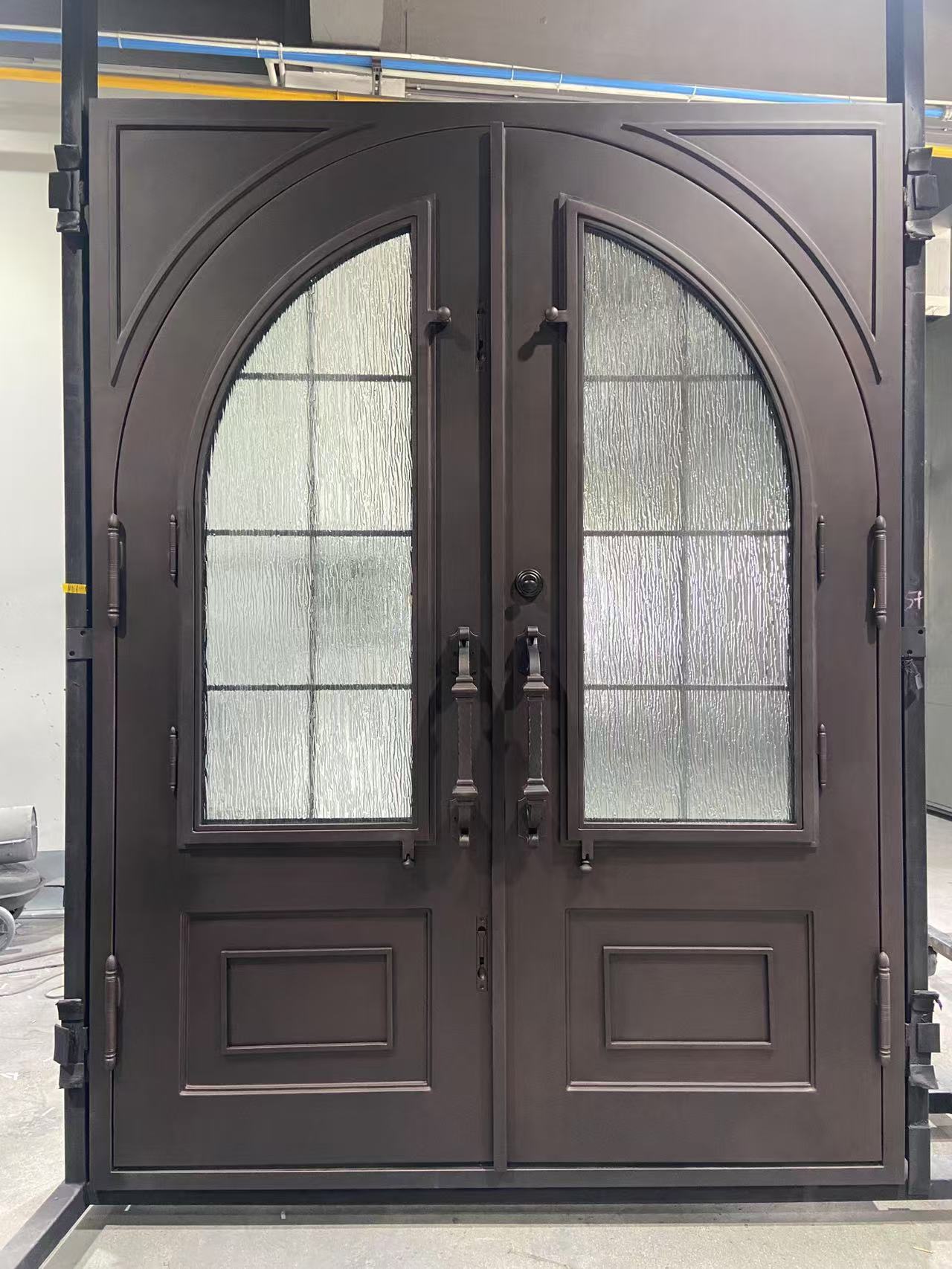 customized iron entry double door