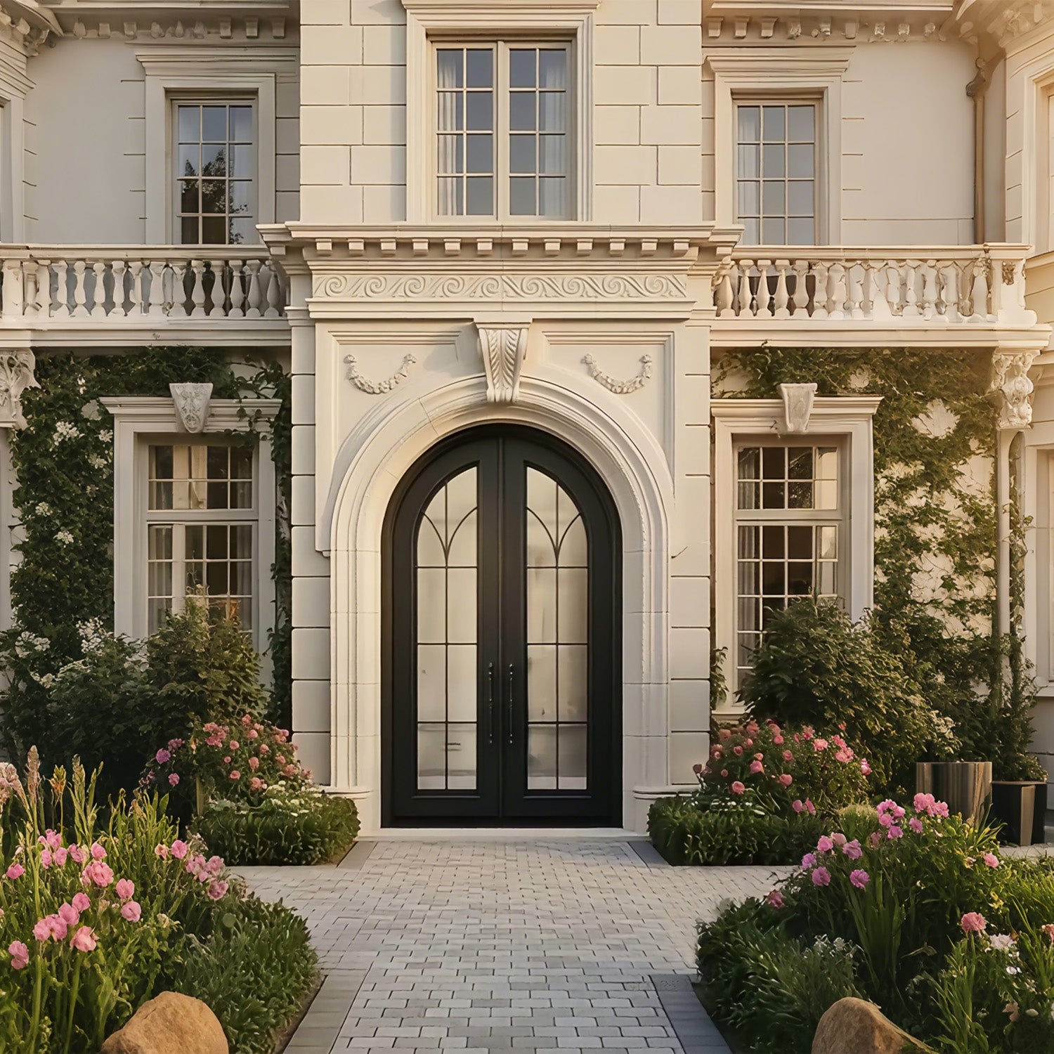 GID custom made iron entrance double door with round top