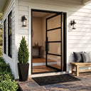 Standard pivot front door with black frame
