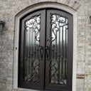 arched top Iron front double door with bug proof screen and high duty scollwork