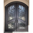 Black Iron Front Entry Door with Exquisite Forged Arched Top