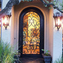 single door with clear glass and round top