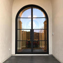 Thermal break round top iron French double door with Low-E glass
