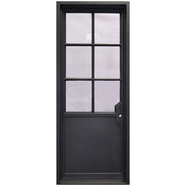 exquisite iron single french door with frosted glass and kickplate