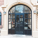 Thermal break iron French single door with sidelights and big transom